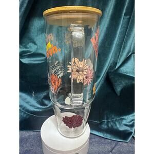 Positivity Mom 40 oz Glass cup with Handle and Bamboo lid